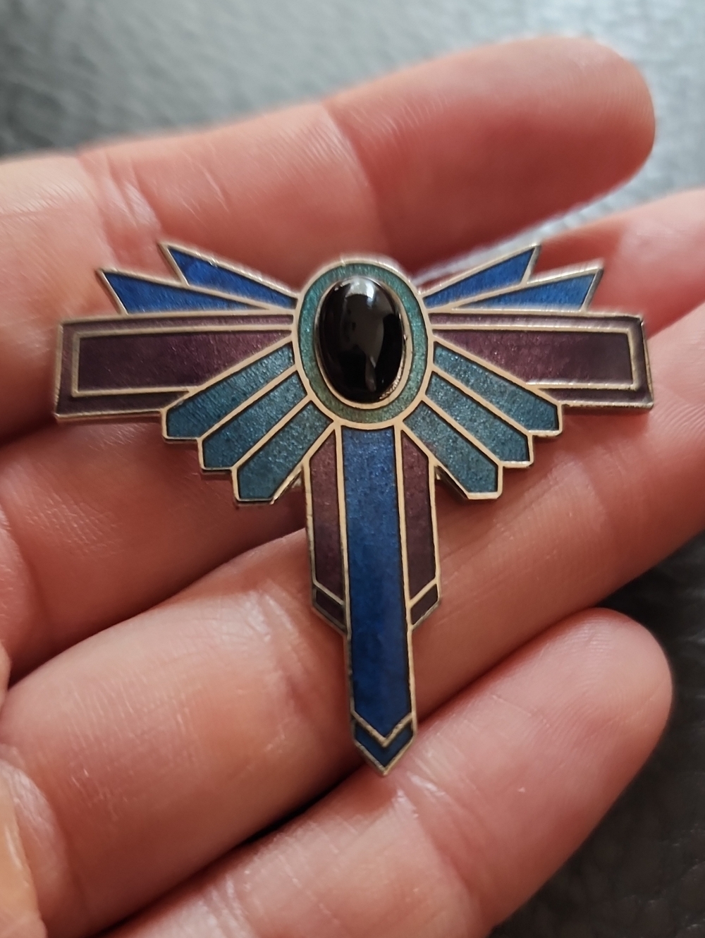 VTG Art Deco Blue and Purple Enamel Statement Brooch